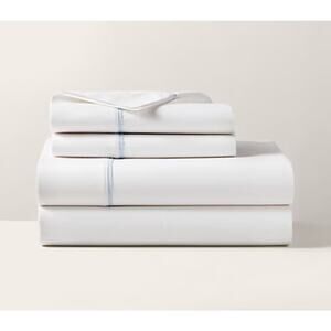 Ralph Lauren Home Organic Cotton Percale Palmer Blue Flat Sheet Only Queen New
